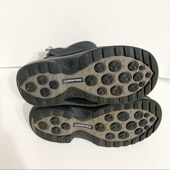 Lands End Kids Nylon Snow Weather Boots Boy Girl Black Gray Size 12M Youth ⬛️⬜️ - Picture 6 of 13